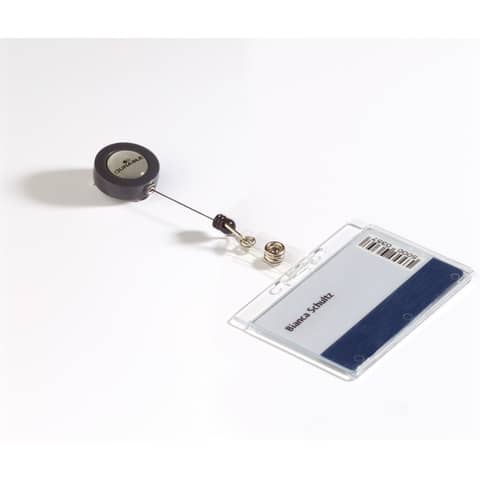 Portabadge Durable chiuso con chiocciola yo-yo per 1 tessera 54x87 mm - conf. 10 pz - 8012-19